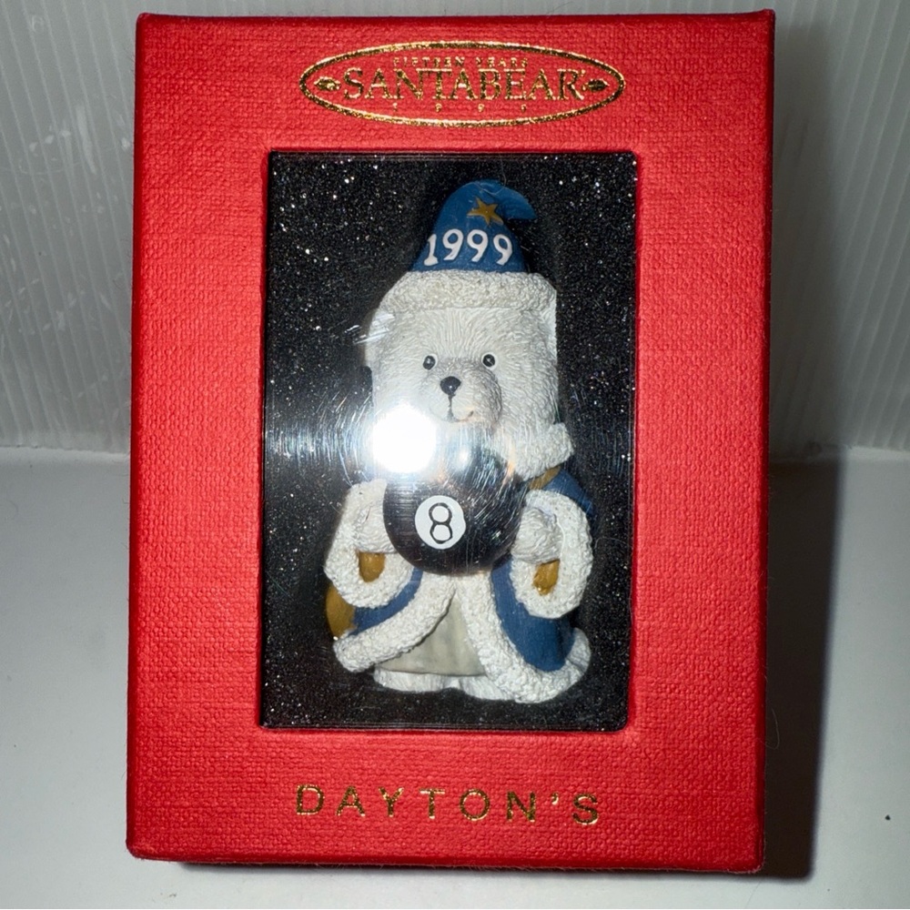 Santa Bear 1999 Figurine Ornament 8 ball figure from Dayton’s